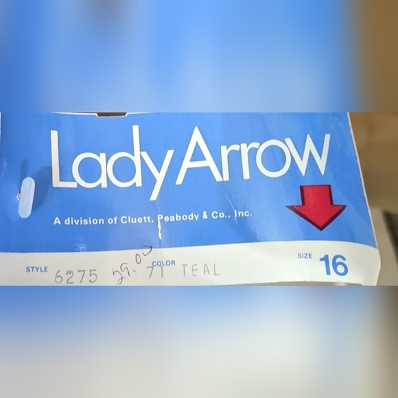 New Lady arrow long sleeve button-down shirt with ascot scarf tie back, TC - Picture 5 of 7